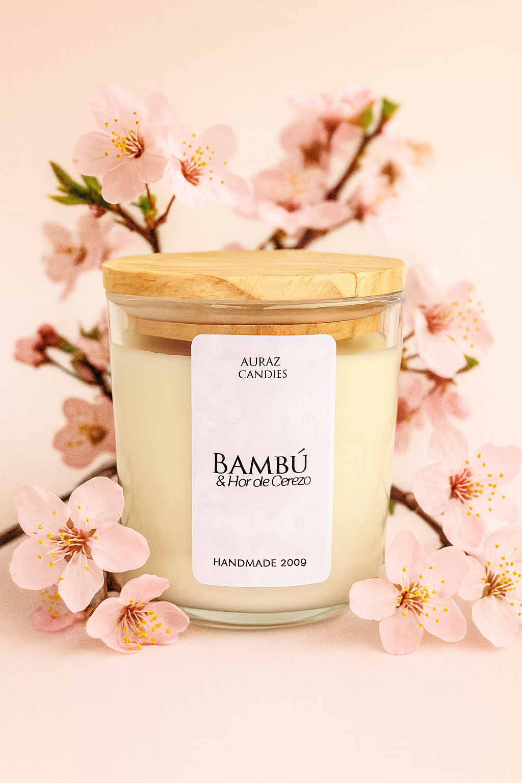 Vela de Bambú & Flor de Cerezo
