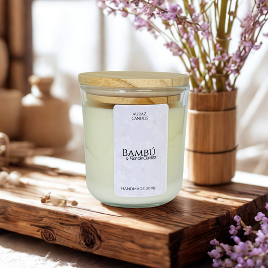 Vela de Bambú & Flor de Cerezo